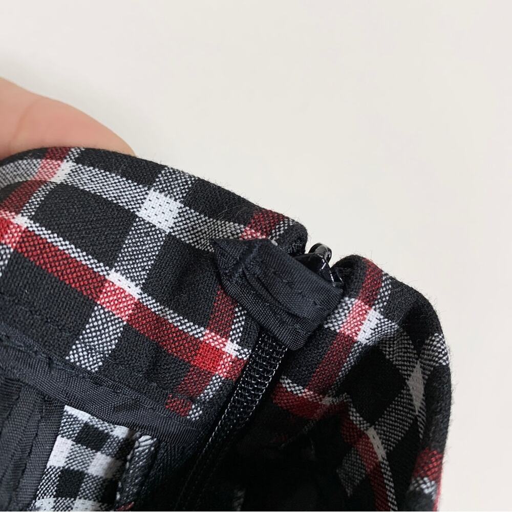Akris Punto Francoise Slim Straight Pant (Sz 4) Glen Check Plaid Black Red - Picture 16 of 16